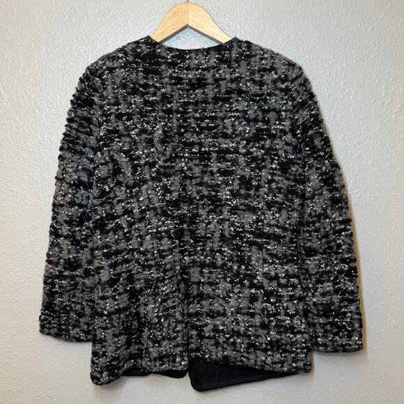 Club Monaco Lilias Boucle Wool Blend Blazer Sweater Gray Black Women’s Size 10 - Picture 3 of 9
